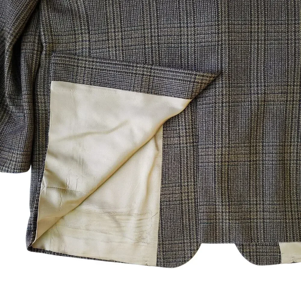 Brooks Brothers Prince of Wales Glen Plaid Wool Cashmere Blazer Sport Jacket 44R